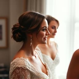 Emotional bride preparation moment