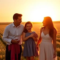 Candid family moment during sunset photoshoot