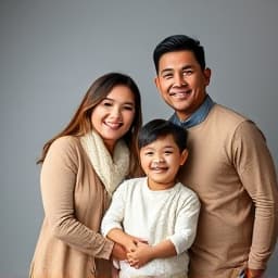 Professional studio family portrait with perfect lighting