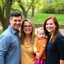 Happy family portrait outdoors in Denver park
