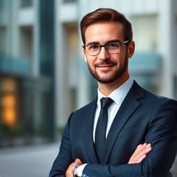 Modern business portrait with urban background