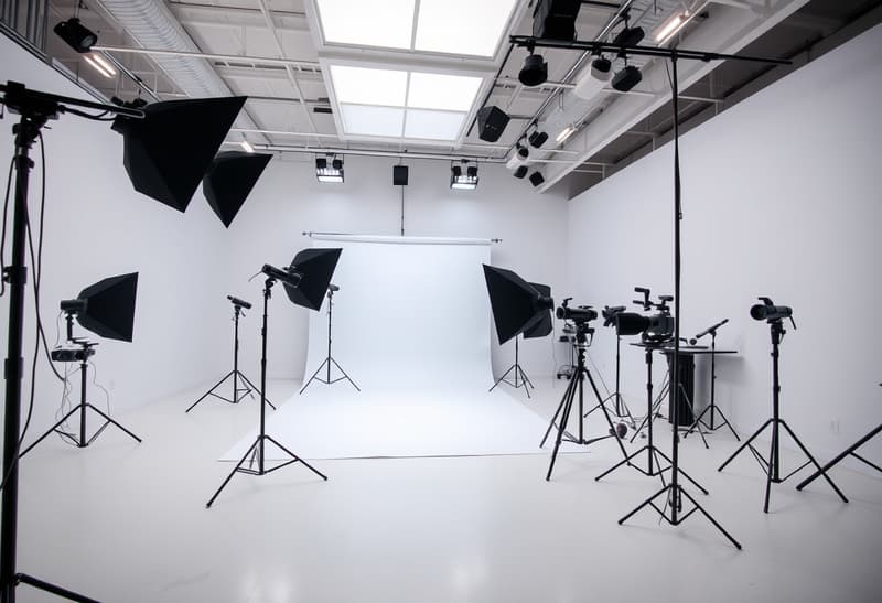 Professional headshot photography studio in Denver with modern lighting setup