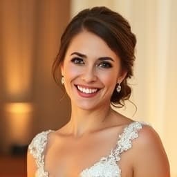 Happy bride giving testimonial