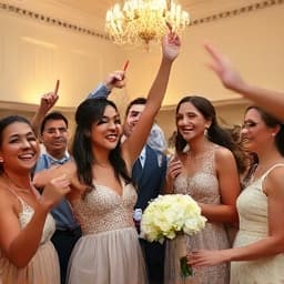 Joyful wedding party celebration moment
